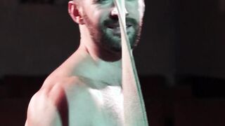 Three muscular hunks pounding raw and sucking in club