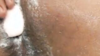 Gay Brazilian jerks off and dildoes his ass while bathing
