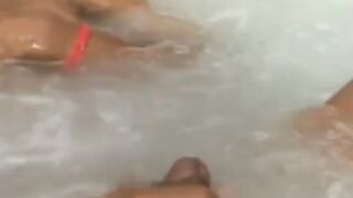 Gay Brazilian jerks off and dildoes his ass while bathing
