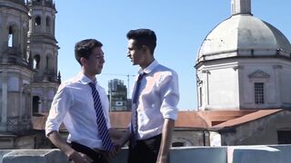 With ties around their necks these Latinos have hard anal