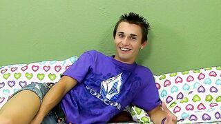 Sexy Jacobey London wanking his big dick after interview