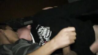 Handsome jock plays with a hot guys throbbing cock and sucks on it