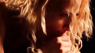 Hot sensual blonde sucking big dick before riding it hard