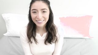 This teen has tan lines and trimmed but meaty pussy