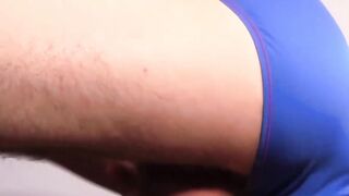 Stud with hairy balls is stroking his cock before cumming