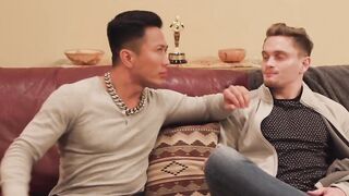 Asian gay action star anal fucks man from set