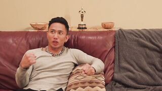 Asian gay action star anal fucks man from set