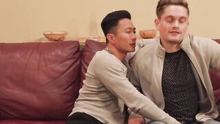 Asian gay action star anal fucks man from set
