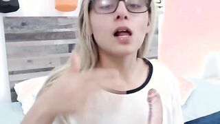 Petite Colombian sucks and fucks dildo on webcam