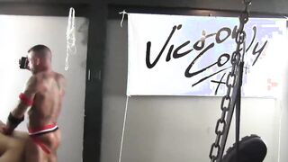 Tight stud asshole penetrated raw in sex swing orgy