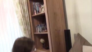 Nerdy girl Jessica Lo sucking cock while showing big tits