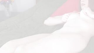 Redhead babe Aria Carson uses big dildo on pink meaty pussy