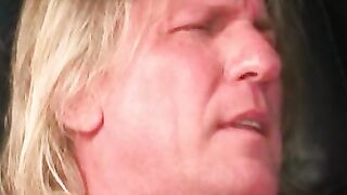 Blond mature stud strokes his dick until a blasting end