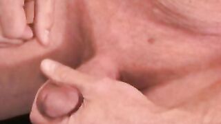 Blond mature stud strokes his dick until a blasting end