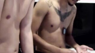 Horny jock loves interracial face fuck while making dinner