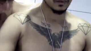 Horny jock loves interracial face fuck while making dinner