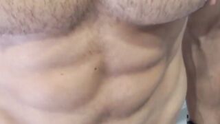 Bearded muscular jock uses fleshlight on his small dick solo