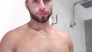 Bearded muscular jock uses fleshlight on his small dick solo