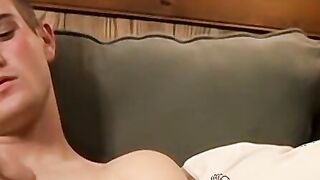 Skinny young gay Bryce Corbin masturbates solo on cam