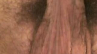 Hairy geezer plays around with his dick and sprays jizz
