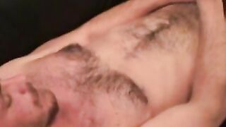 Hairy stud interviewed before jerking off and cumshot