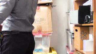 Skinny ebony thief takes fat cock from store guard