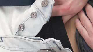 Adorable slim twink solo wanking off his massive long dick