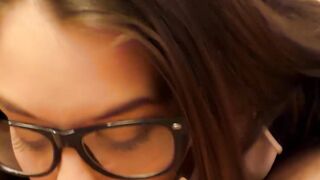 Striking hottie with glasses pounded by an older British man