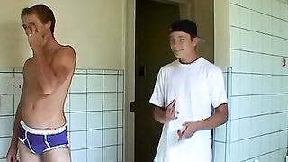 Handsome twink and his boyfriend try out new bought undies