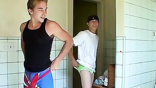 Handsome twink and his boyfriend try out new bought undies