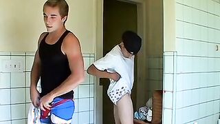 Handsome twink and his boyfriend try out new bought undies