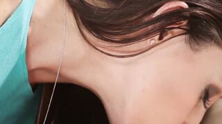 Redhead and sexy tall brunette kissing and lick each other