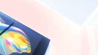 Ebony teen fucks stuck dildo on the wall on webcam