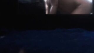 Ebony teen fucks stuck dildo on the wall on webcam