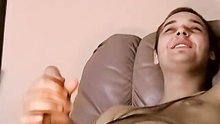 Straight guy Jake faps his cock and splashes on the camera