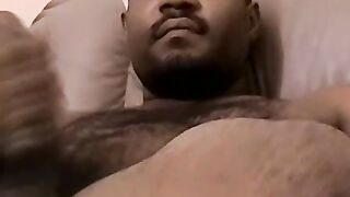 Hot black stud KG jerks off his thick cock on his solo show
