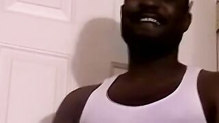 Hot black stud KG jerks off his thick cock on his solo show