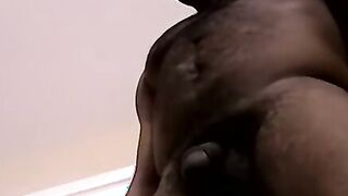 Hot black stud KG jerks off his thick cock on his solo show
