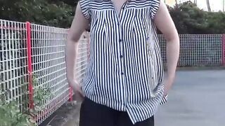 Voluptuous Japanese babes show their hairy pussies in public