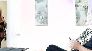 Latina Bridgette B. fucking inside the bed with her boobs