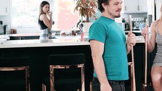 Strip pool leads to rough threesome sex