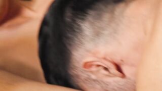 Frat gay is anal fucked and cummed on the sofa