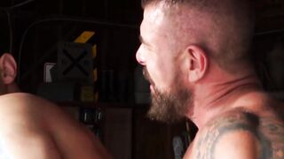 Bearded mature gay anal fucks young athletic homosexual