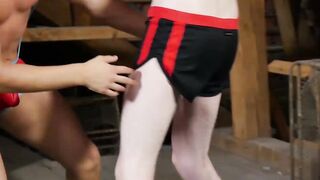 Skinny twink Milo Hudson raw fucked after wrestling match