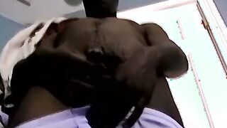 Handsome black stud J Bone jerks out a thick white load