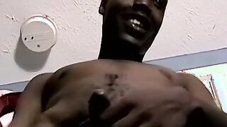 Handsome black stud J Bone jerks out a thick white load