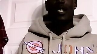 Handsome black stud J Bone jerks out a thick white load