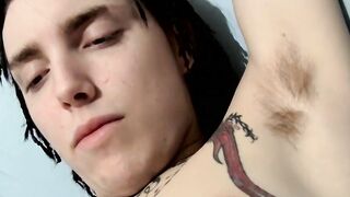 Tattooed straight thug Blinx solo masturbates and cum blasts