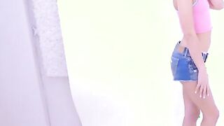 Perfect skinny teen gets used to big cock
