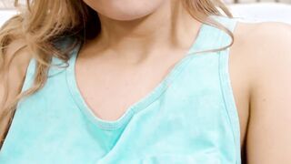 Cute little teen gets a big rod in her mouth before facial